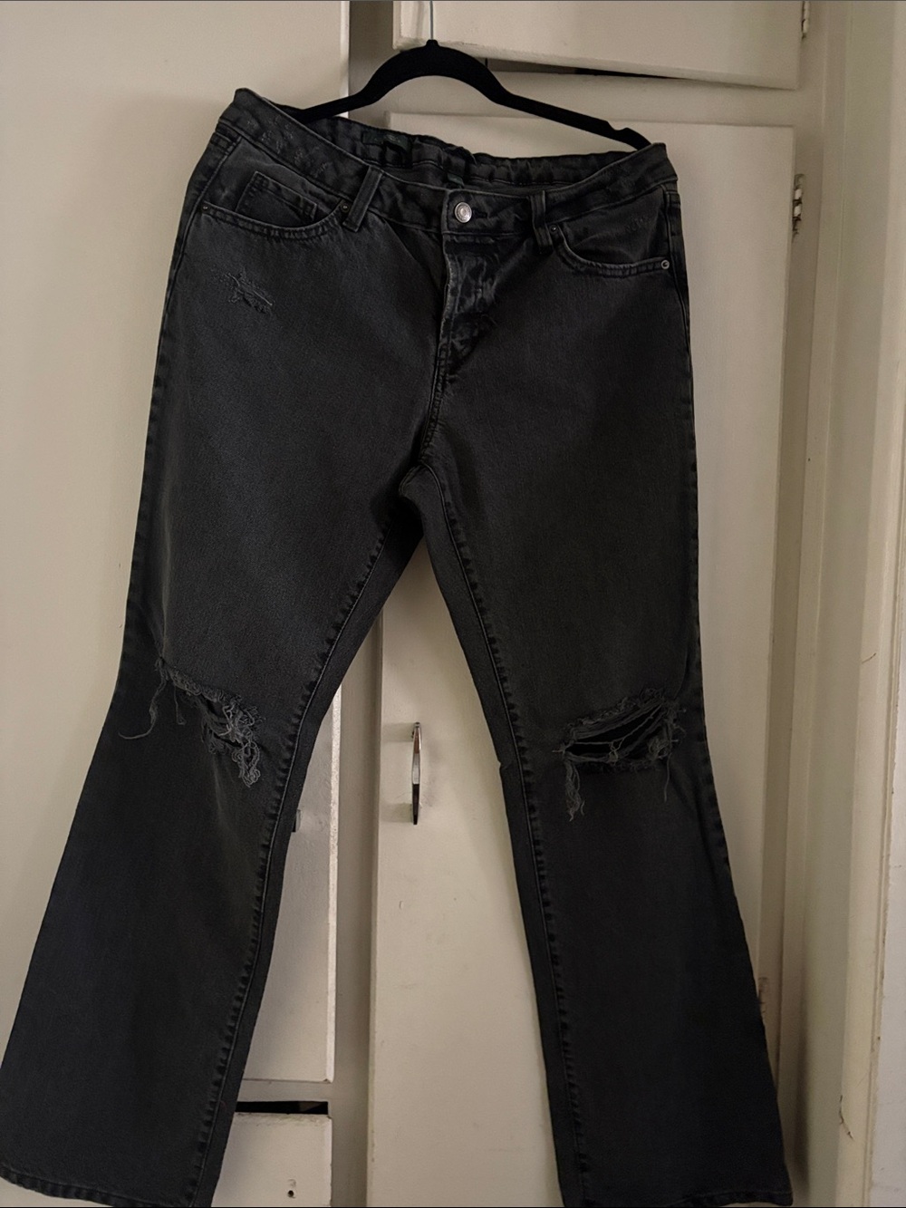 Banana Republic Black Distressed Flare Jeans